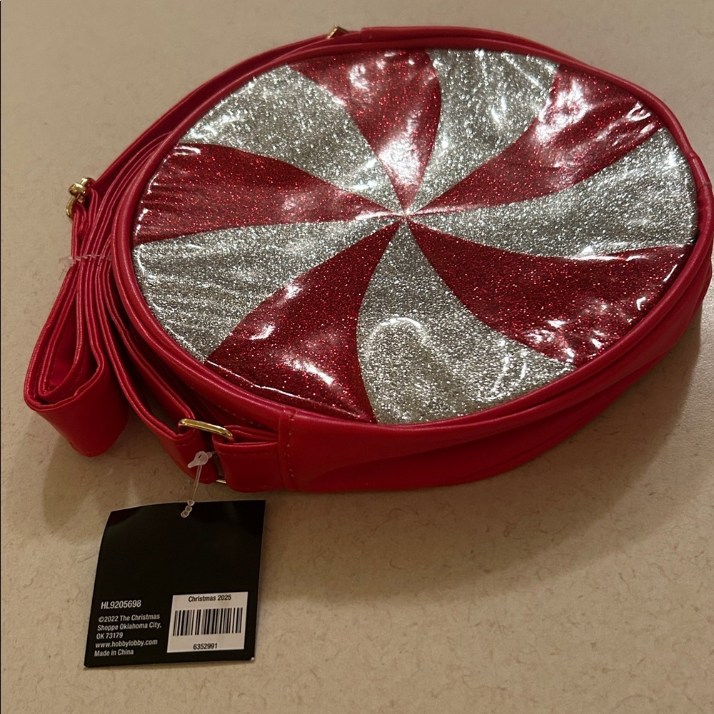 Peppermint Candy Swirl Print Purse Clutch Handbag Crossbody Bag NWT - Picture 3 of 9